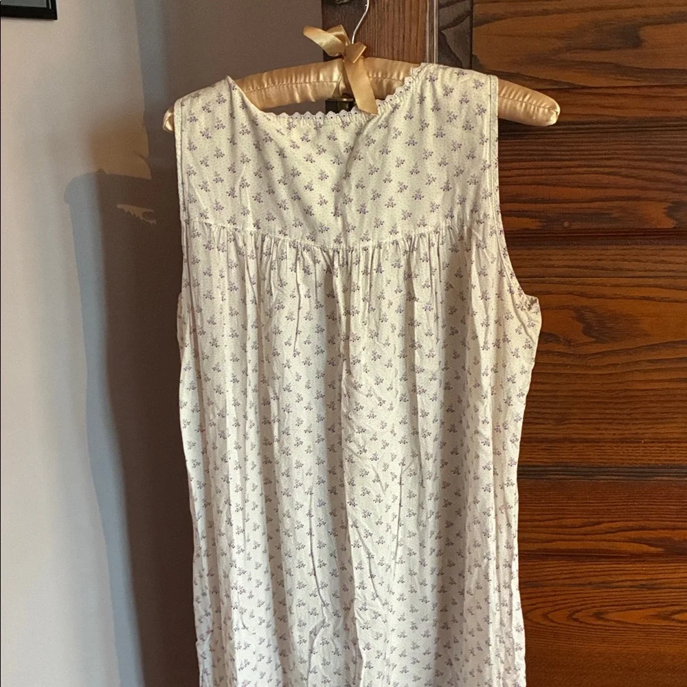 Eileen West Cream Nightgown with Purple Floral Print